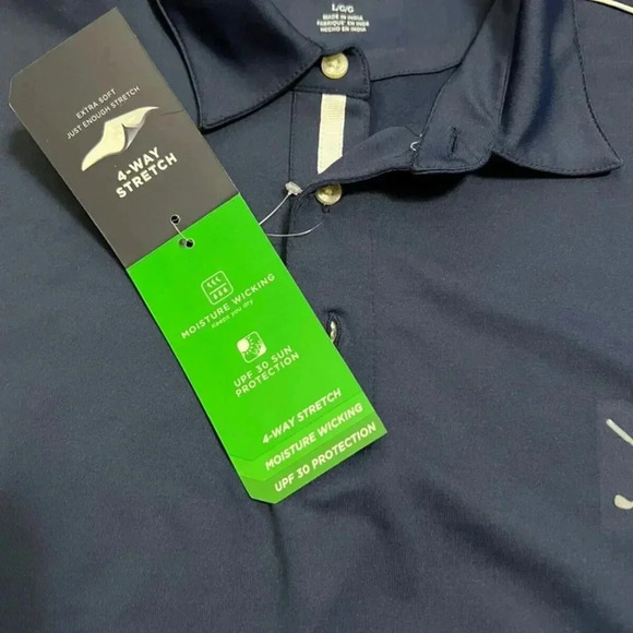 NEW CHAPS Golf Polo Shirt UPF30 Moisture Wicking Blue Color Block - Large - Picture 3 of 3